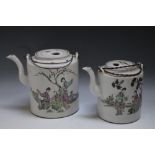 TWO ORIENTAL WINE KETTLES / TEA POTS, tallest H 15.5 cm