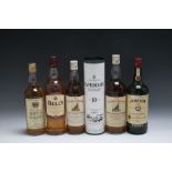 6 BOTTLES OF WHISKY CONSISTING OF 1 BOTTLE OF LAPHROAIG 10 YEARS OLD, 1 bottle of Famous Grouse 1