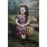 NINETEENTH CENTURY BRITISH SCHOOL, a wooded landscape with young girl sat by a stile, approaching