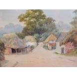 GEORGE OYSTON (1861-1937). Cockington Village, Devon, with figures and forge, signed and dated