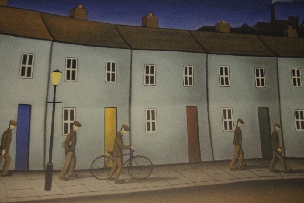 PAUL HORTON. Late 20th / early 21st century street scene with figures 'Community Spirit', signed