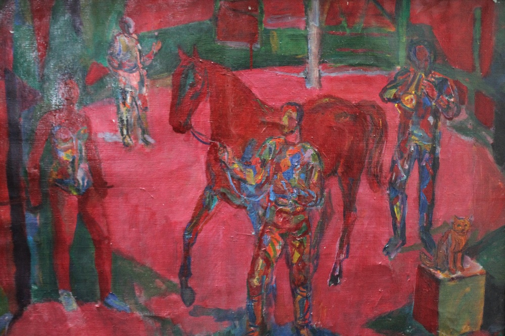 P. BIELSCHOWSKI. Twentieth century Russian school, an impressionist circus scene with figures, horse