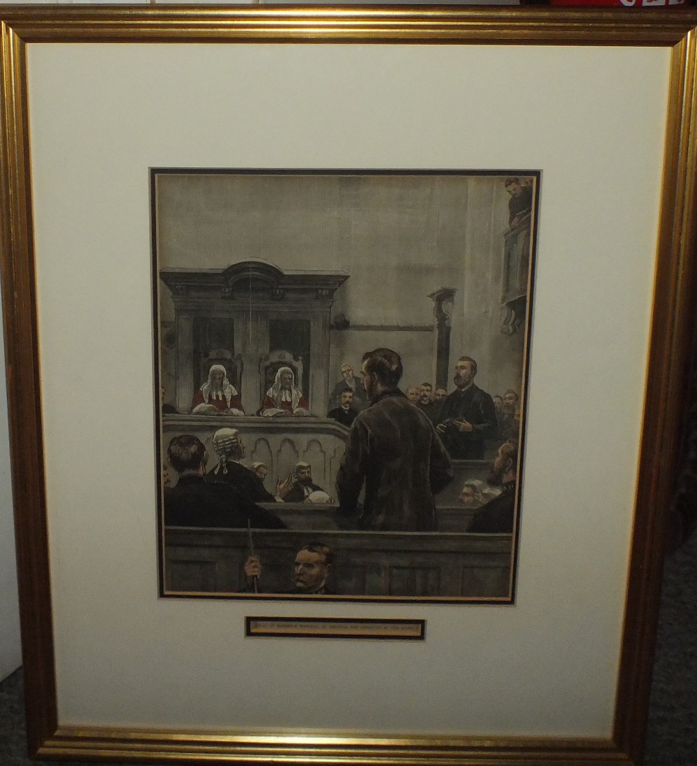 A COLLECTION OF HAND COLOURED JUDICIAL PRINTS, to include 'Trial of Roderick Maclean, At Reading, - Image 3 of 7
