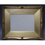 A LATE 19TH / EARLY 20TH CENTURY SWEPT FRAME, with water gilded slip, glazed, frame W 3 cm, frame