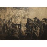 FRANK WILLIAM BRANGWYN (1867-1956). Figures before a temple 'The Feast of Lazarus', signed in pencil