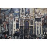 CIRCLE OF JOHN PIPER (1903-1992). A study of stormy moonlit London landmarks, with a study of