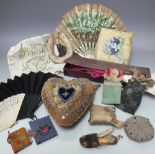 AN EARLY 20TH CENTURY SWEETHEART PIN CUSHION 'FORGET US NOT', together with a selection of vintage