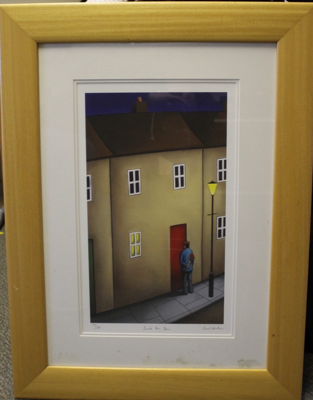 PAUL HORTON. Late 20th / early 21st century street scene with figure 'Just For You', signed in - Image 2 of 3