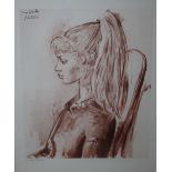 AFTER PABLO PICASSO (1881-1973). 'Portrait of Sylvette', giclee print, signed lower left Sylvette