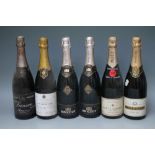 SIX ASSORTED BOTTLES OF CHAMPAGNE TO INCLUDE MOET AND BOLLINGER