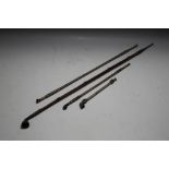 FOUR LONG CHINESE LONG OPIUM PIPES, on being a bamboo example, longest 71 cm