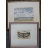 EDWARD RAYMOND PAYNE (1906-1991). Gliders over the coast, signed lower left, watercolour, gilt