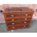 A GEORGIAN MAHOGANY CHEST OF FIVE DRAWERS, having an unusual arrangement of drawers with a full