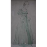 KATHLEEN M. DAY (Exh. 1935-1939). Study of a young woman in an elegant dress, signed and dated