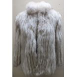 A VINTAGE SILVER FOX FUR JACKET, fully lined, hook fastening, makers label for Femina