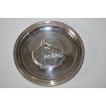 A HALLMARKED SILVER EQUESTRIAN THEMED PIN DISH, Dia 11 cm