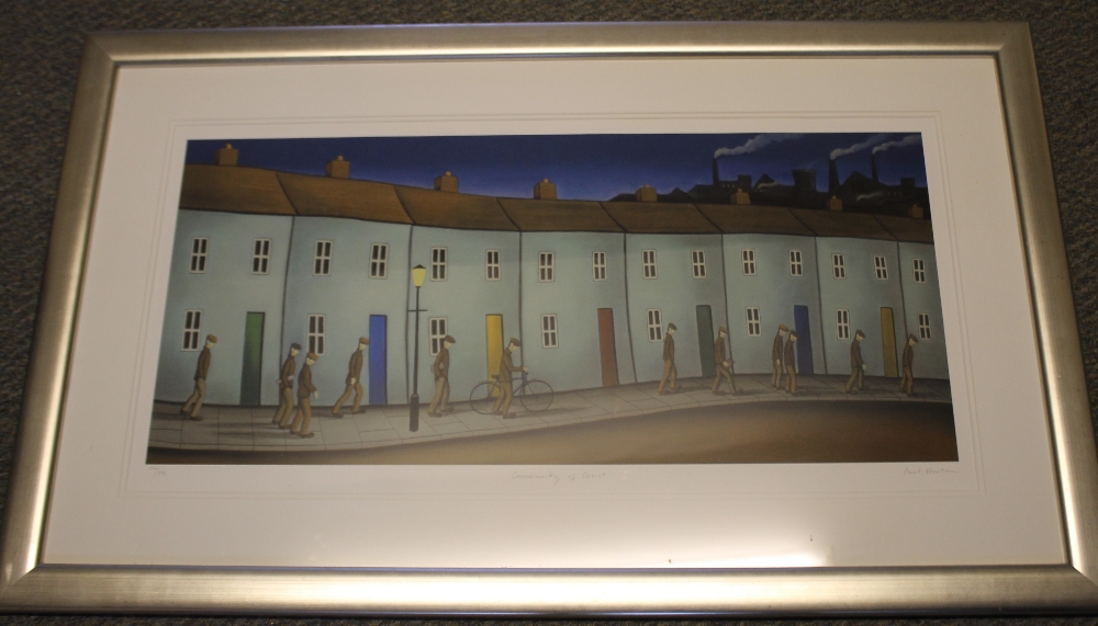 PAUL HORTON. Late 20th / early 21st century street scene with figures 'Community Spirit', signed - Image 2 of 3