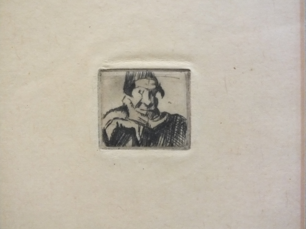 A SET OF EIGHT 19TH CENTURY CONTINENTAL SCHOOL JEWISH FIGURATIVE STUDIES, unsigned, etchings on - Image 7 of 12