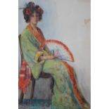 ATTRIBUTED TO WILLIAM ARTHUR BREAKSPEARE (1855-1914). Study of a seated young lady in dressing