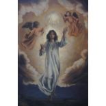 ANDRAE-REID. 'Christ with Angels', signed and inscribed verso, oil on canvas, unframed, 121 x 91 cm