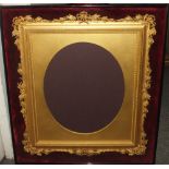 VICTORIAN BOXED SWEPT GOLD PICTURE FRAME WITH OVAL SPANDREL, box frame 50 x 45 cm , gold frame
