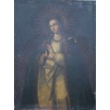 CONTINENTAL SCHOOL (XIX). 'The Madonna', oil on canvas, unframed, 132 x 99 cm S/DConditionReport: