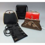 A VINTAGE MARY QUANT CROSS BODY BAG, together with a Lulu Guinness for Jonh Taylor evening bag and