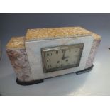 AN ART DECO MARBLE MANTEL CLOCK WITH 'MOUGIN' STAMPED MOVEMENT, H 21 cm, W 40 m S/DConditionReport: