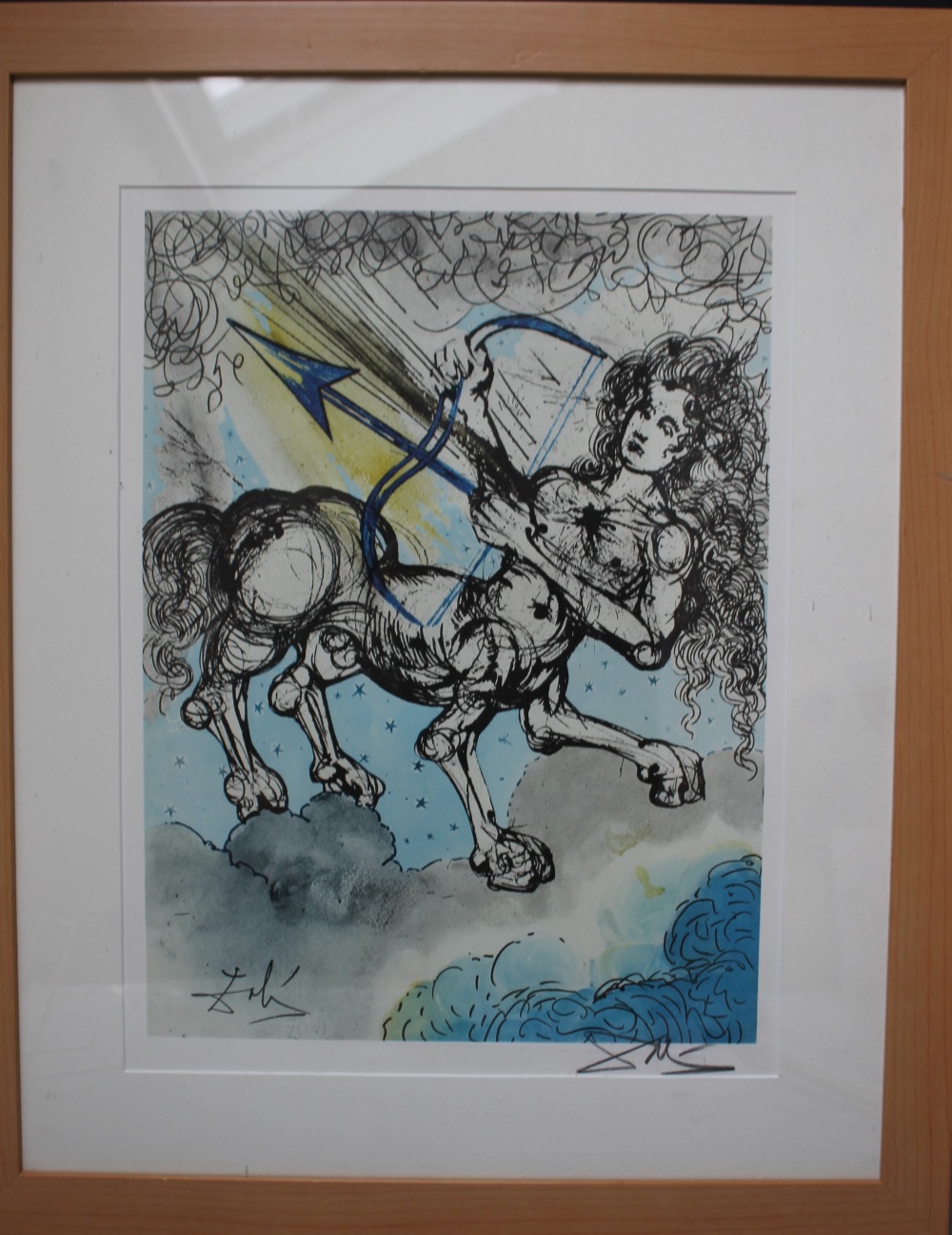 AFTER SALVADOR DALI, 'Sagittarius', see verso, signed in pencil lower right, lithograph, colour, - Image 2 of 4