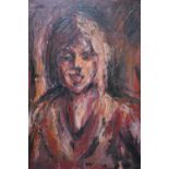 A 20TH CENTURY IMPRESSIONIST PORTRAIT STUDY OF A YOUNG WOMAN, indistinctly signed upper right, oil