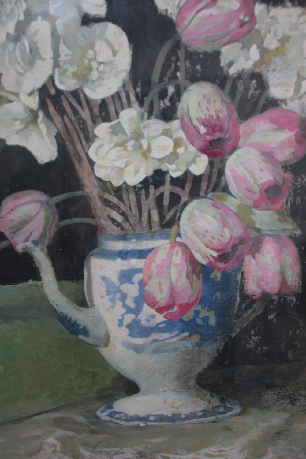 GEORGE SHERINGHAM (1884-1937). A still life study of flowers in a coffee pot, see Kensington Art - Image 2 of 3