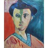 TWENTIETH CENTURY MODERNIST PORTRAIT STUDY OF A YOUNG WOMAN, unsigned, oil on canvas, unframed, 68 x