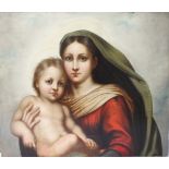 A 19TH CENTURY STUDY OF MADONNA AND CHILD, unsigned, oil on canvas laid on board, unframed, 45 x