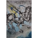 AFTER SALVADOR DALI, 'Sagittarius', see verso, signed in pencil lower right, lithograph, colour,