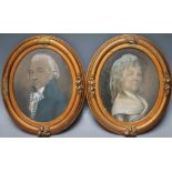 A PAIR OF 18TH CENTURY OVAL PORTRAIT STUDIES OF A LADY AND A GENTLEMAN FROM THE CHAMBERS FAMILY, see