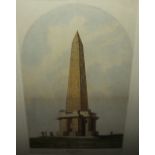 A 19TH CENTURY STUDY OF FIGURES AT STADDLEY PIKE OBELISK, unsigned . watercolour, framed and glazed,