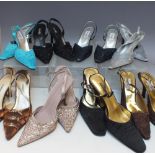 EIGHT PAIRS OF LADIES EVENING SHOES, to include five pairs by Farfalla of London and one pair by