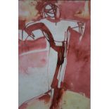 TADEUSZ WAS (1912-2005). A modernist figure study 'Dance II', see verso, signed with initials and