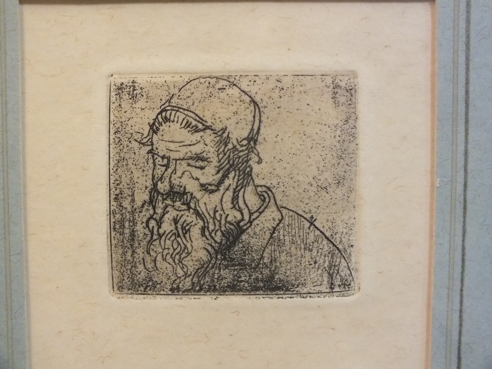 A SET OF EIGHT 19TH CENTURY CONTINENTAL SCHOOL JEWISH FIGURATIVE STUDIES, unsigned, etchings on - Image 6 of 12