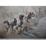 HENRY WILKINSON (1921-2011). Sporting dogs, signed lower right in pencil, coloured etching, No. 32