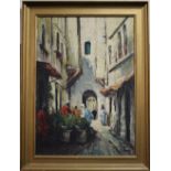 DUBOIS. Twentieth century French school, impressionist street scene with figures, signed lower
