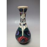 A MOORCROFT 'TRIBUTE TO CHARLES RENNIE MACKINTOSH' PATTERN SMALL BUD VASE, printed and painted marks