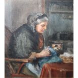 ATTRIBUTED TO JOSIAH LOCKWOOD (XIX-XX). Mending Day, watercolour, bearing labels verso, framed and