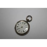 A CHESTER HALLMARKED SILVER OPEN FACED MANUAL WIND POCKET WATCH, Dia 4 cm