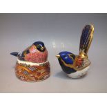 A ROYAL CROWN DERBY AUS FAIRY WREN PAPERWEIGHT, gold backstamp to base, H 9.7 cm, together with a