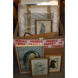 A LARGE QUANTITY OF ASSORTED PICTURES AND PRINTS TO INCLUDE AN OIL ON CANVAS