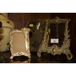 THREE ASSORTED SMALL BRASS PICTURE FRAMES TO INCLUDE AN ART NOUVEAU STYLE EXAMPLE