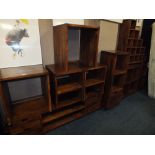 A QUANTITY OF HARDWOOD COLONIAL STYLE FURNITURE TO INCLUDE BOOKSHELVES (8)