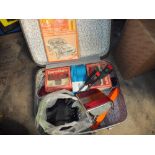 A SUITCASE OF CAR PARTS ETC