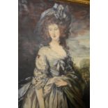 A GILT FRAMED OIL ON CANVAS OF A LADY IN CLASSICAL DRESS